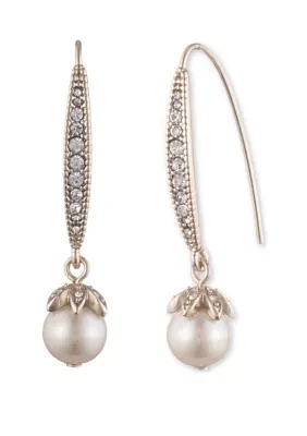 Gold-Tone Linear Pearl Threader Earrings