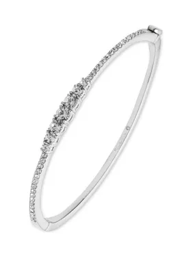 Silver Tone and Crystal Bangle Bracelet