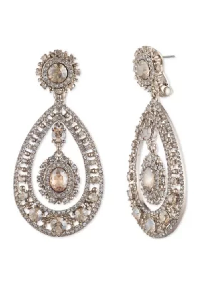 Gold Tone Filigree Chandelier Earrings