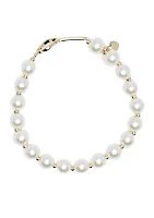 Gold Tone Pearl Stretch Bracelet