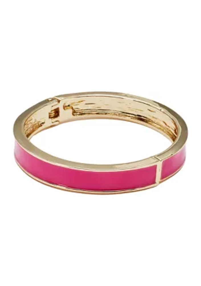 Gold Tone 9 Millimeter Hinged Enamel Bangle Bracelet