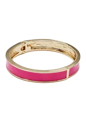 Gold Tone 9 Millimeter Hinged Enamel Bangle Bracelet