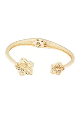 Gold Tone Flower Hunge Cuff Bracelet