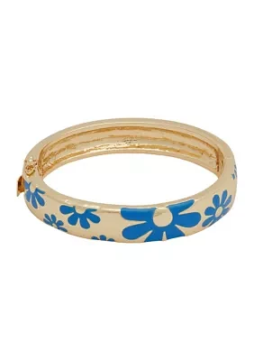 Gold Flower Pattern Bangle Bracelet