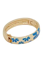 Gold Flower Pattern Bangle Bracelet