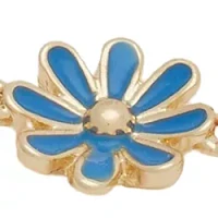 Gold Tone Blue Flower Flex Bracelet