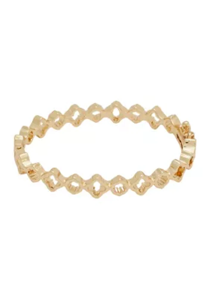 Gold Tone Open Oval Foil Bracelet