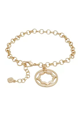 Gold Tone Foil Charm Flex Bracelet