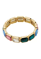 Gold Tone Multi Emerald Cut Stretch Bracelet