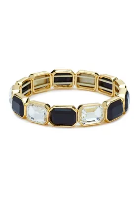 Gold Tone Emerald Cut Stretch Bracelet