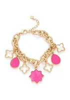 Gold Tone Quatrefoil Charm Bracelet