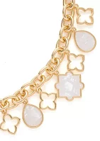 Gold Tone Quatrefoil Charm Bracelet