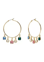 Gold Tone Multi Drop Click Top Hoop Earrings