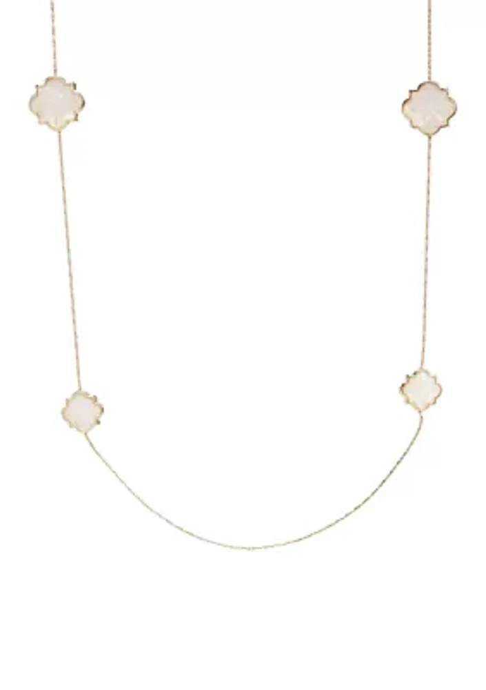 Gold Tone 42'' Strand Foil Station Necklace