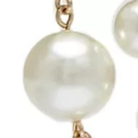 Gold Tone 42'' Double Row Pearl Strand Necklace