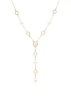 Gold Foil and Pearl Y Neck Necklace