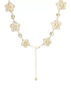 Gold Tone 16'' Flower Frontal Necklace