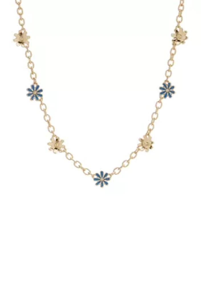 Blue Flower Collar Necklace