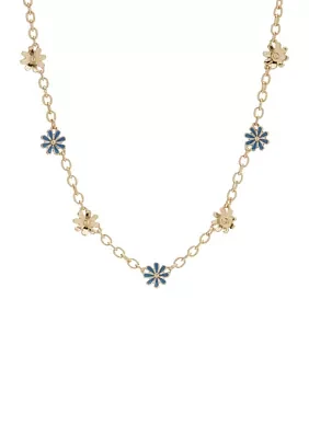 Blue Flower Collar Necklace