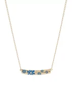 Blue Flower Bar Frontal Necklace