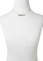 Blue Flower Bar Frontal Necklace