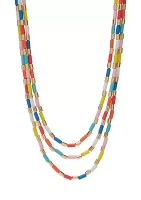 Gold Tone Multi Row Multi Color Necklace