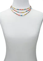 Gold Tone Multi Row Multi Color Necklace