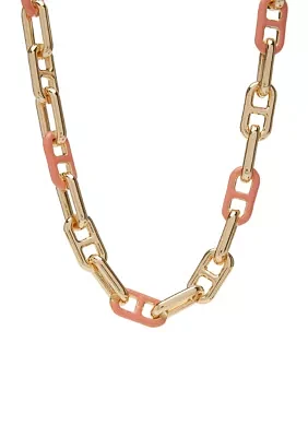 Gold Tone Enamel Link Collar Necklace