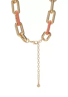 Gold Tone Enamel Link Collar Necklace