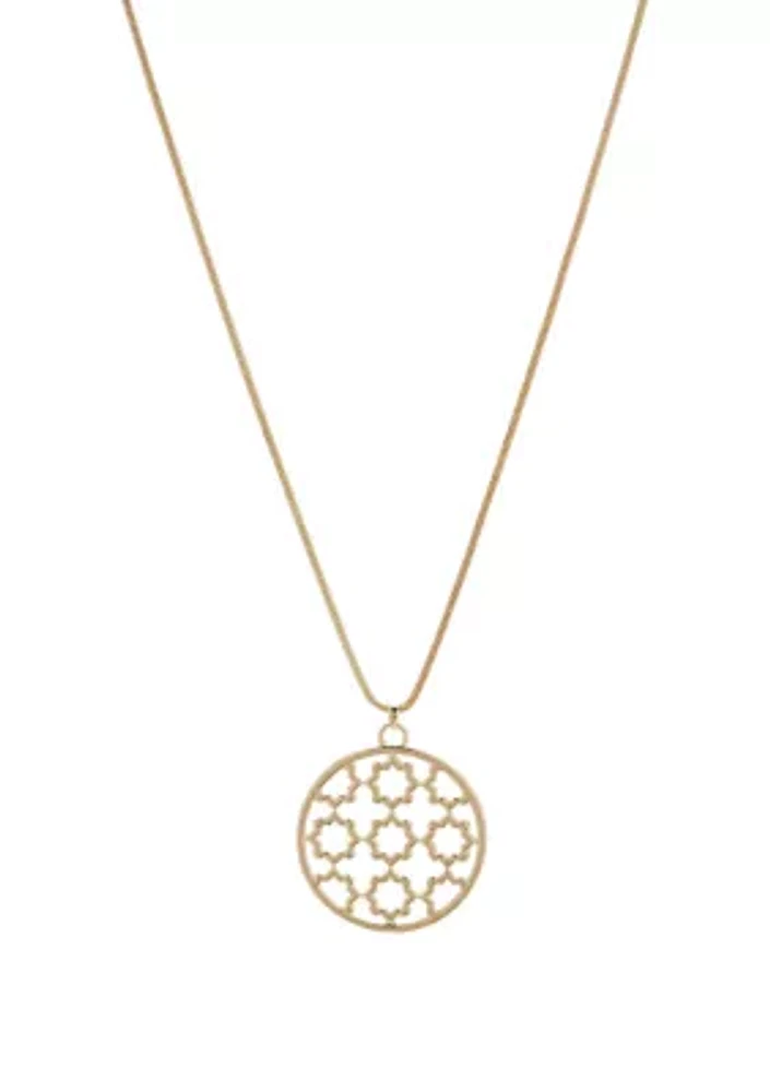 Gold Foil Long Pendant Necklace