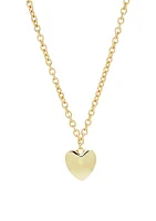 Gold Tone Puffed Heart Pendant Necklace