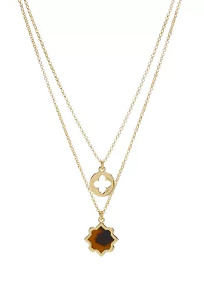 Gold Tone Tortoise Multi Row Necklace