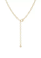 Gold Tone 16" Blue and Pearl Y Necklace