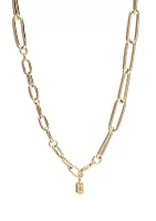 Gold Tone Pearl Multirow Mix Chain Necklace