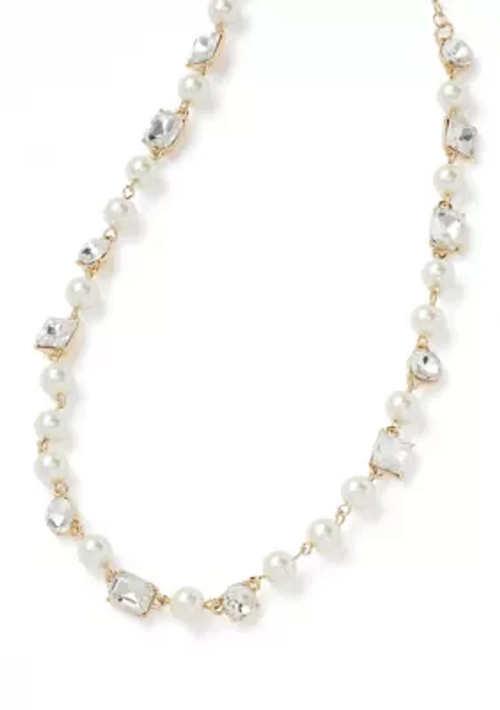 Gold Tone Pearl Collar Necklace