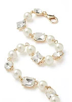 Gold Tone Pearl Collar Necklace