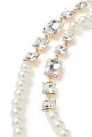 Gold Tone Pearl Strand Necklace