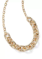 Gold Tone Crystal Pavé Link Collar Necklace