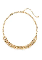 Gold Tone Crystal Pavé Link Collar Necklace