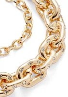 Gold Tone Crystal Pavé Link Collar Necklace