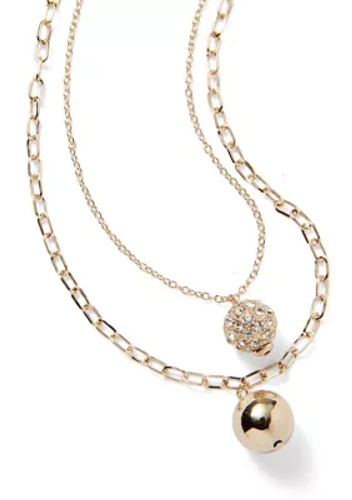 Gold Tone Bead Frontal Necklace