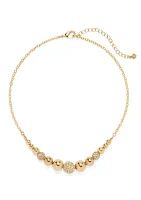 Gold Tone Bead Frontal Necklace