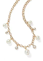 Gold Tone  Pearl Shaky Collar Necklace