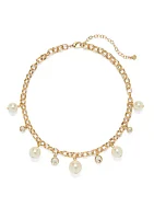 Gold Tone  Pearl Shaky Collar Necklace