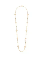 Gold Tone Starburst Long Strand Necklace