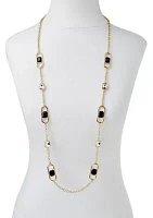 Gold Tone 42" Multi Stone Strand Necklace