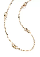 Gold Tone Crystal Link Strand Necklace