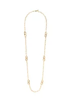 Gold Tone Crystal Link Strand Necklace