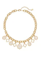 Gold Tone Shaky Charm Collar Necklace