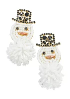 Seed Bead Snowman Earrings